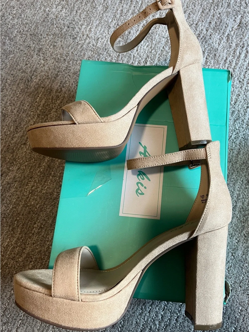 Ankis Chunky Platform Heels 4 Inch Block Heeled Sandals 7. 2667-3